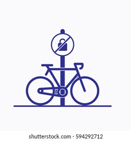 Bicycle Parking Icon. Sign Flat Cycle Symbol Vector Lock Silhouette 