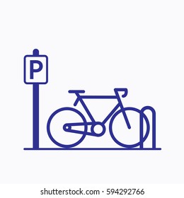 Bicycle Parking Icon. Sign Flat Cycle Symbol Vector Silhouette