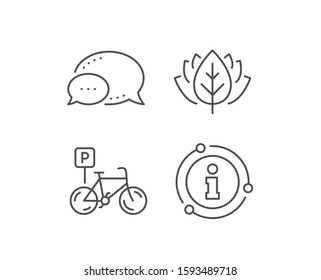 Bicycle parking line icon. Chat bubble, info sign elements. Bike park sign. Public transport place symbol. Linear bicycle parking outline icon. Information bubble. Vector
