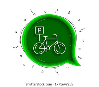 Bicycle parking line icon. Chat bubble with shadow. Bike park sign. Public transport place symbol. Thin line bicycle parking icon. Vector