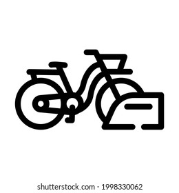 vector de icono de la línea de estacionamiento para bicicletas. señal de aparcamiento para bicicletas. símbolo de contorno aislado ilustración negra