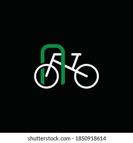 Bicycle parking logo. This logo incorporated with a bicycle and parking element in a creative way. 