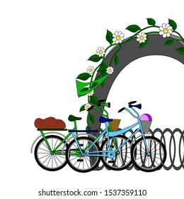 Bicycle parking on a white background
