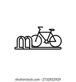Bicycle Parking Rack Building Amenity Icon Black And White Line Vector Illustration