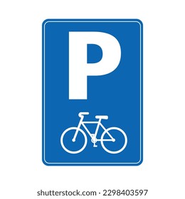 fondo azul del signo de estacionamiento de bicicletas