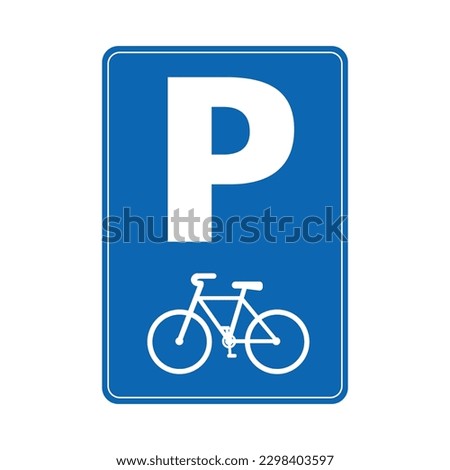 bicycle parking sign blue background