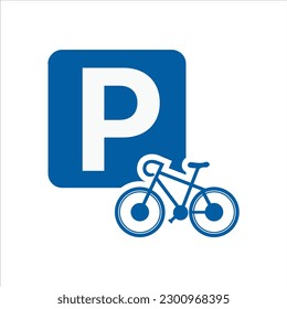 Bicycle Parking Sign. Letter P Parking Symbol Sign. Parking and traffic signs isolated on white background. Vector.