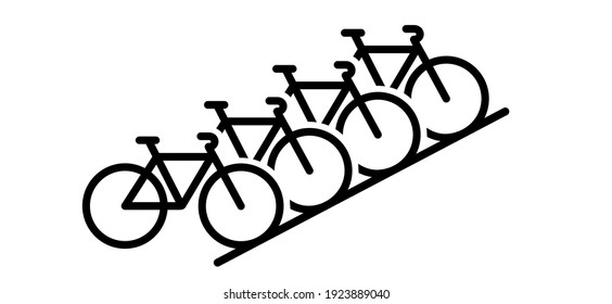 Bicycle Parking Space Zone Or Bike Rack. Sport Cyclist Banner. Cycling Icon. Flat Vector Bike To Parking Stand Area Sign.  