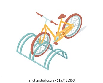 Bicycle parking. Transport isometric vector illustration. 