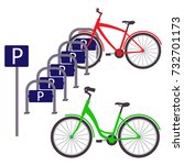 Bicycle Parking with two bicycles, simple flat illustration. Vector