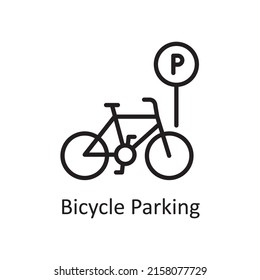 Ilustración de diseño de iconos del contorno del vector de estacionamiento de bicicletas. Símbolo de elementos de la ciudad sobre el fondo blanco Archivo EPS 10