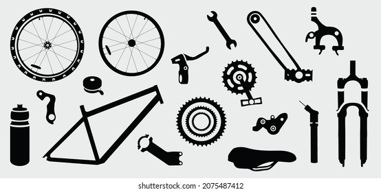 Bicycle Parts And Gears. Vector