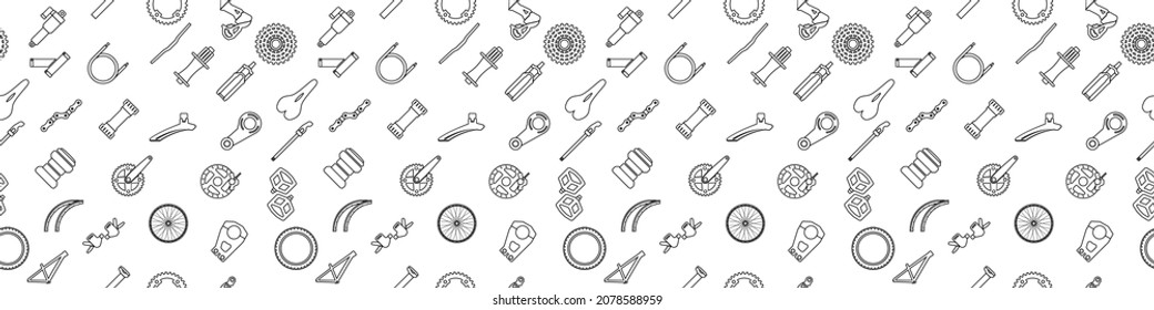 Bicycle parts pattern. Seamless pattern with bicycle components. Cycling background for packaging.