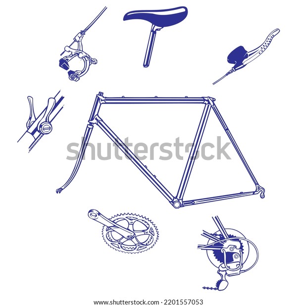 Bicycle Parts Vector Illustration Isolated On Stock Vector (Royalty