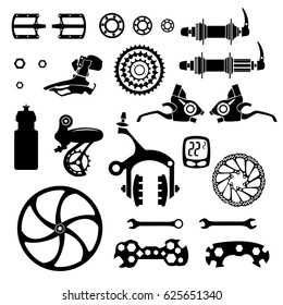 Bicycle parts. Vector set.