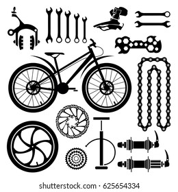 Bicycles Set Isolated Bicycle Parts Vector Stock Vector (Royalty Free ...