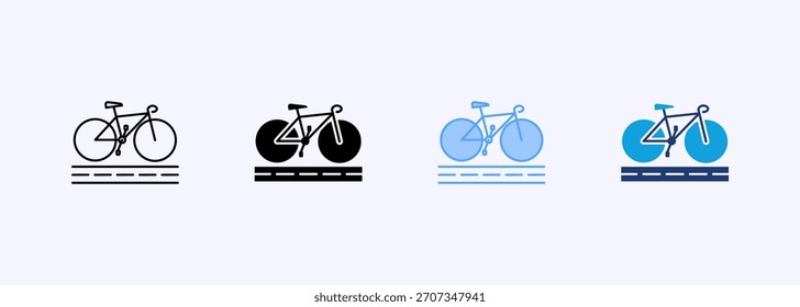 Bicycle Path Icon Set Multiple Style Collection Element For Design