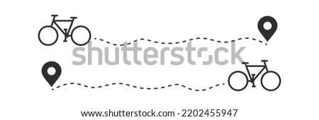 Bicycle path line with starting mark vector icon. Modern vector design template
