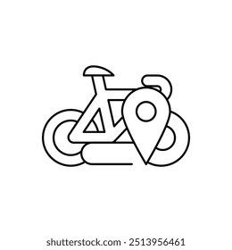 bicycle path map pointer thin outline icon vector design good for web or mobile app