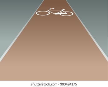 Bicycle path. Road sign. Vector illustration of the bicycle path with the Bicycle road sign. Empty space leaves room for design elements, custom signs or text. Postcard. Poster. Background.