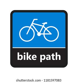 Bicycle path sign with label for print and digital content