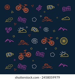 La colección del patrón de la bicicleta está lista. Colección de exposición con varios íconos. Diseño plano Fondo de navegación aislado. Ilustración vectorial de moda dibujada a mano
