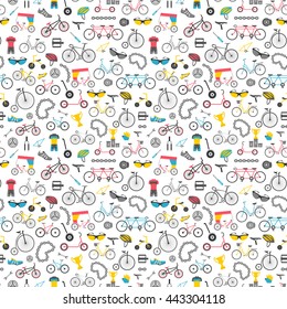 Bicycle pattern. Colour flat design. Vector illustration