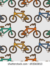 Bicycle pattern outline style. BMX linear style background ornament
