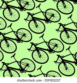 Bicycle pattern wallpaper vintage retro vector background concept green