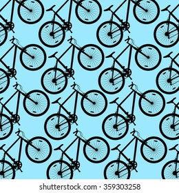 Bicycle pattern wallpaper vintage retro vector background concept blue