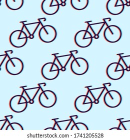 Bicycle pattern.Stereoscopic effect.Vector illustration.Blue background.