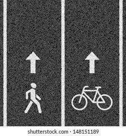 Bicycle and pedestrian paths. Vector.