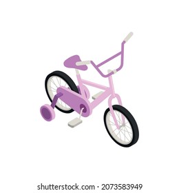 Bicycle people isometric composition with isolated image of bike on blank background vector illustration