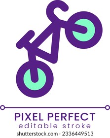 Bicycle pixel perfect RGB color ui icon. Sports and leisure vehicle. Simple filled line element. GUI, UX design for mobile app. Vector isolated pictogram. Editable stroke. Poppins font used