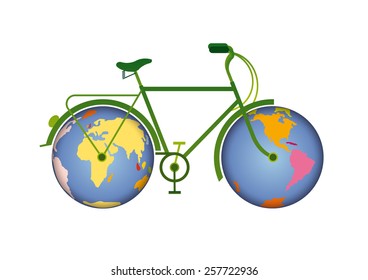 bicycle with the planet earth as wheels