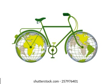 bicycle with the planet earth as wheels
