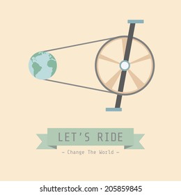bicycle poster, environmental concept, flat style