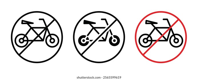 Bicycle prohibition sign vector in black and yellow colors