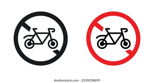 Bicycle prohibition sign vectors in black and colored version