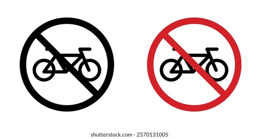 Bicycle prohibition sign vectors in flat syle