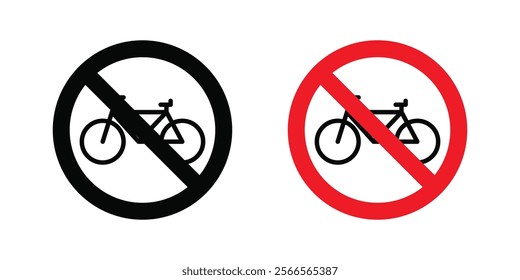 Bicycle prohibition signs in black and color style