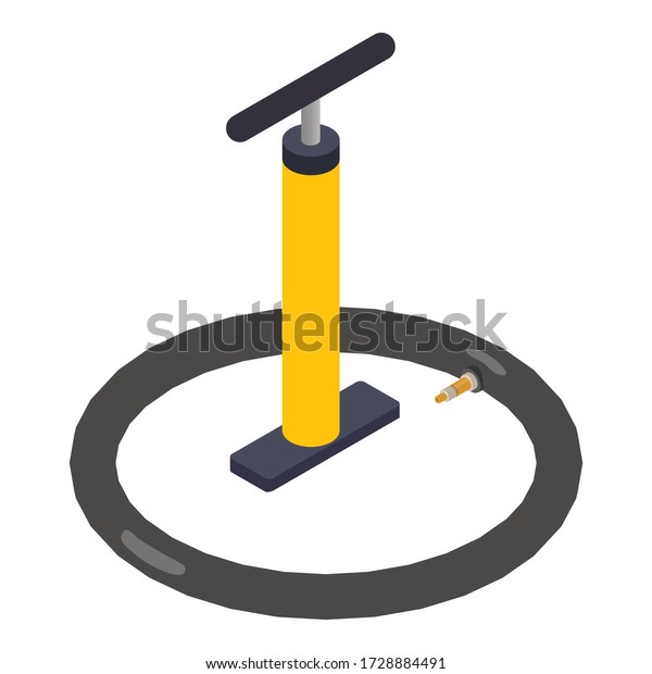 Bicycle pump icon. Isometric illustration of bicycle\
pump vector icon for\
web