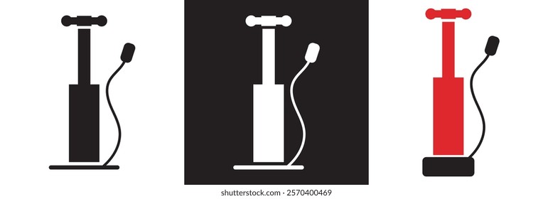 Bicycle pump set icon design. isolated on white and black background. vector illustration. EPS 10