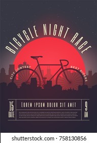 Bicycle Race Contest Poster Flyer Template. Vector Illustration.