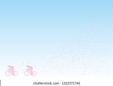 Bicycle Race drawn with cherry blossom petals