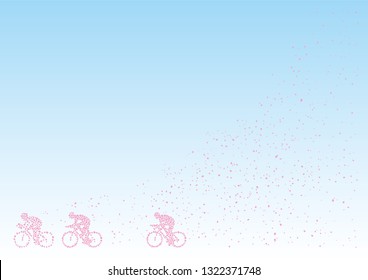 Bicycle Race drawn with cherry blossom petals