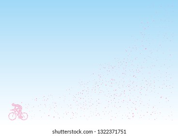 Bicycle Race drawn with cherry blossom petals