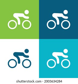 Bicycle Race Flat four color minimal icon set