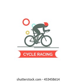Bicycle race logo. Flat style vector illustrations