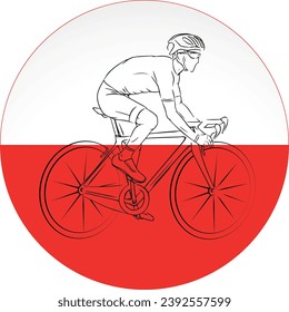 Carrera de bicicletas al fondo de la bandera de Polonia
